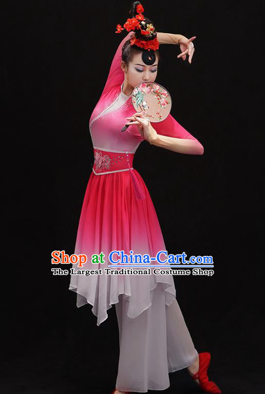 Chinese Traditional Umbrella Dance Dress Classical Ballet Dance Clothing Palace Fan Dance Pink Outfits