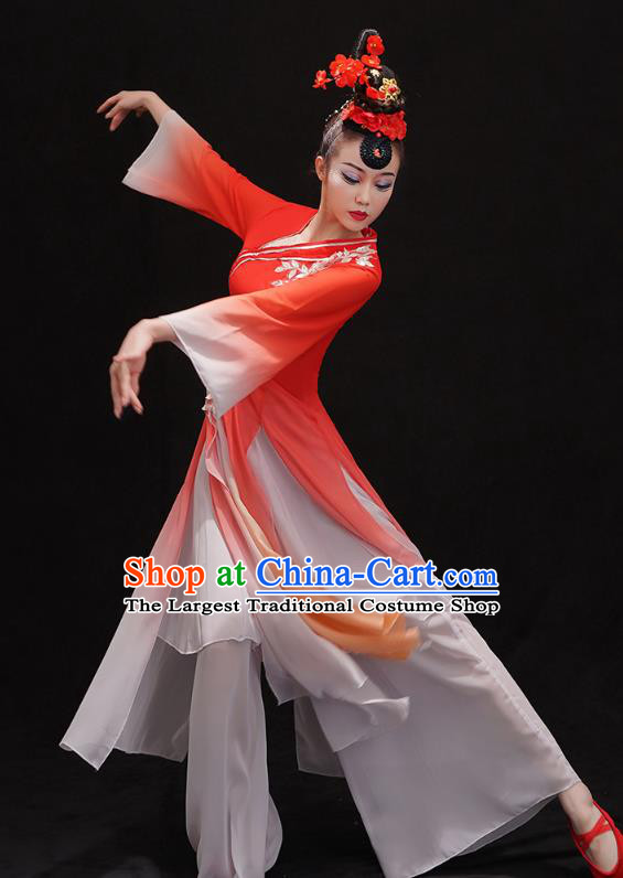 Chinese Classical Ballet Dance Clothing Woman Solo Dance Outfits Traditional Umbrella Dance Red Dress