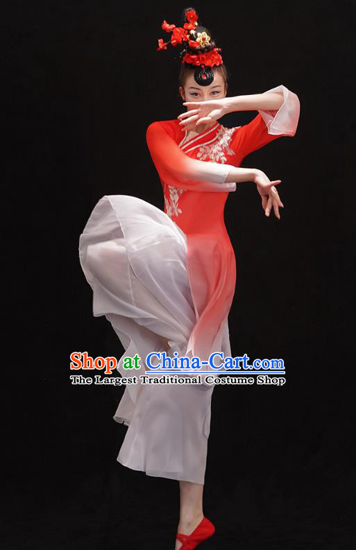 Chinese Classical Ballet Dance Clothing Woman Solo Dance Outfits Traditional Umbrella Dance Red Dress