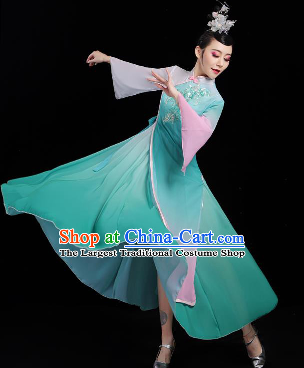 Chinese Classical Dance Costumes Palace Fan Dance Green Dress Traditional Umbrella Dance Clothing