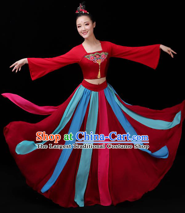 Chinese Traditional Stage Performance Clothing Classical Dance Costumes Umbrella Dance Red Dress Outfits