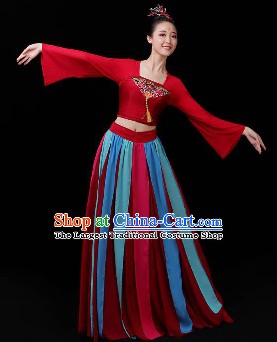 Chinese Traditional Stage Performance Clothing Classical Dance Costumes Umbrella Dance Red Dress Outfits