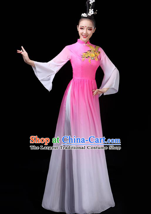 Chinese Classical Dance Costumes Umbrella Dance Pink Dress Traditional Stage Performance Clothing