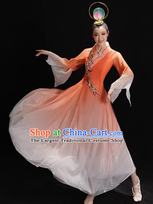 Chinese Classical Dance Costumes Umbrella Dance Orange Dress Traditional Mangzhong Dance Performance Clothing