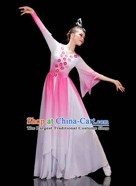Chinese Traditional Fan Dance Performance Clothing Classical Dance Costumes Umbrella Dance Pink Dress