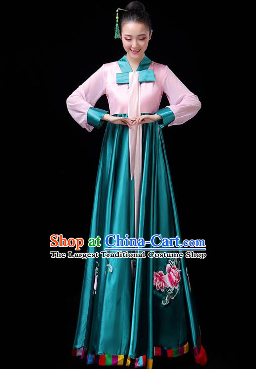 Chinese Korean Ethnic Folk Dance Costume Traditional Minority Nationality Dance Embroidered Dress Outfits