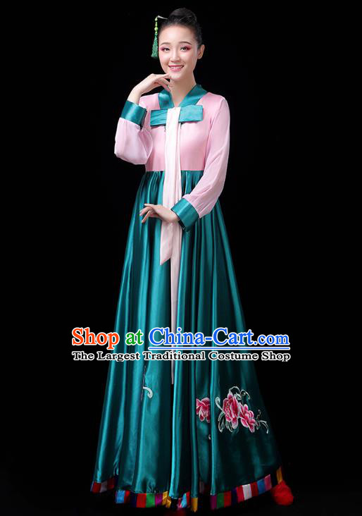 Chinese Korean Ethnic Folk Dance Costume Traditional Minority Nationality Dance Embroidered Dress Outfits