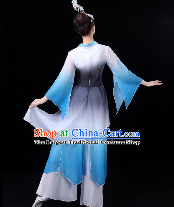 Chinese Traditional Jiangnan Dance Performance Clothing Classical Dance Costume Umbrella Dance Blue Dress Outfits