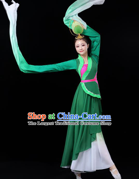 Chinese Classical Dance Costume Umbrella Dance Green Dress Traditional Water Sleeve Dance Performance Clothing