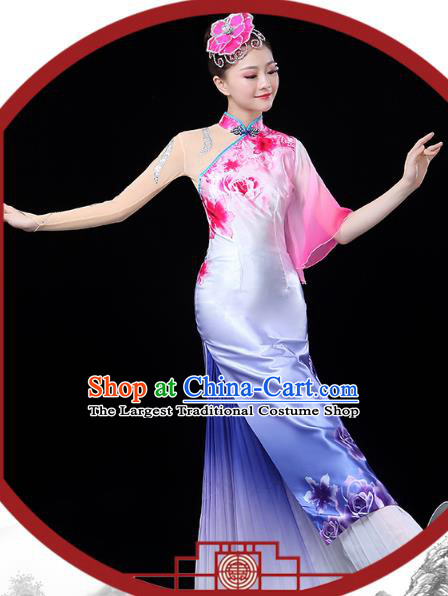 Chinese Classical Dance Solo Dance Costume Umbrella Dance Lilac Dress Traditional Performance Clothing