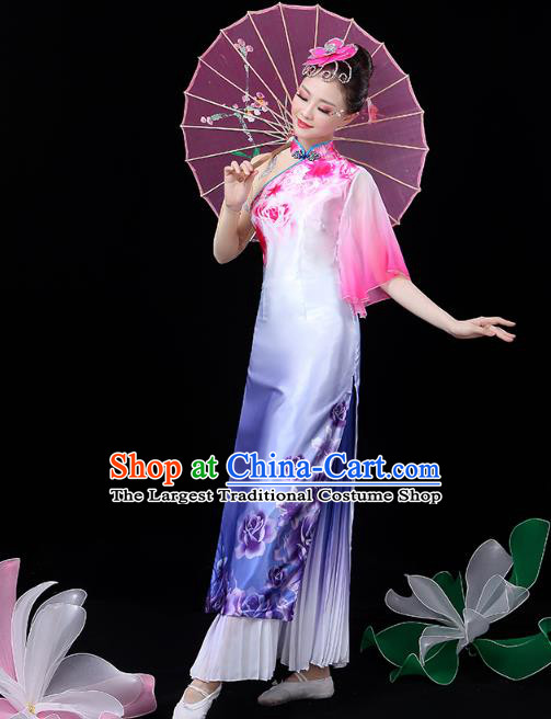 Chinese Classical Dance Solo Dance Costume Umbrella Dance Lilac Dress Traditional Performance Clothing