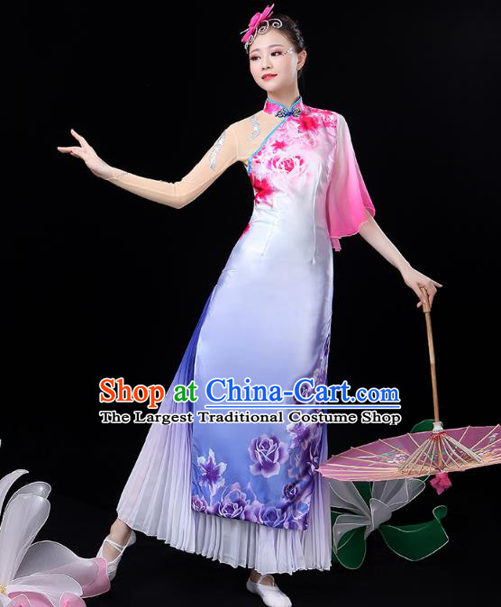 Chinese Classical Dance Solo Dance Costume Umbrella Dance Lilac Dress Traditional Performance Clothing