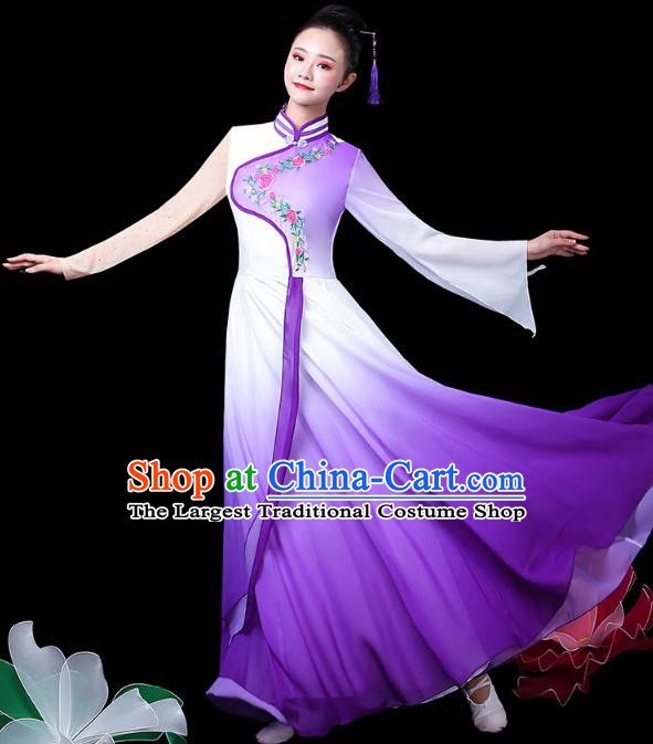 Chinese Traditional Performance Clothing Classical Dance Costume Umbrella Dance Violet Dress