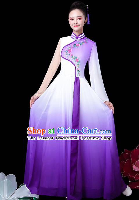 Chinese Traditional Performance Clothing Classical Dance Costume Umbrella Dance Violet Dress