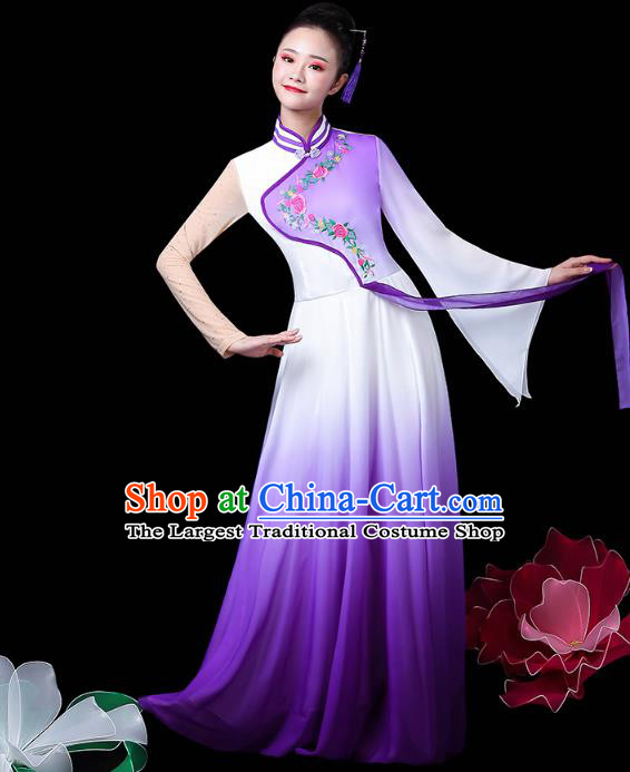 Chinese Traditional Performance Clothing Classical Dance Costume Umbrella Dance Violet Dress