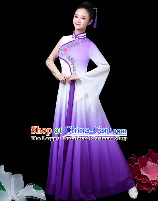 Chinese Traditional Performance Clothing Classical Dance Costume Umbrella Dance Violet Dress