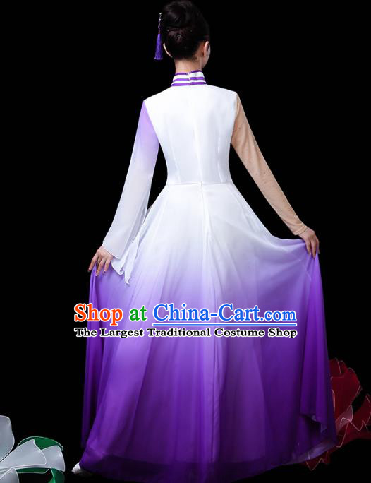 Chinese Traditional Performance Clothing Classical Dance Costume Umbrella Dance Violet Dress