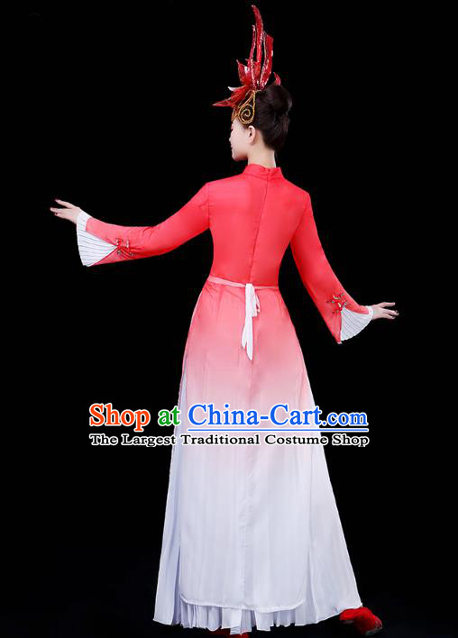 Chinese Umbrella Dance Red Dress Traditional Performance Clothing Classical Dance Costume