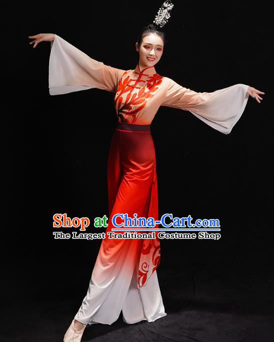 China Folk Dance Costume Yangko Dance Red Uniforms Fan Dance Clothing