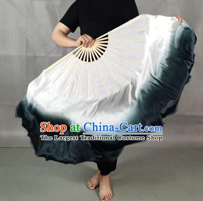 China Atrovirens Long Ribbon Prop Fan Classical Dance Silk Fan Yangko Dance Folding Fan
