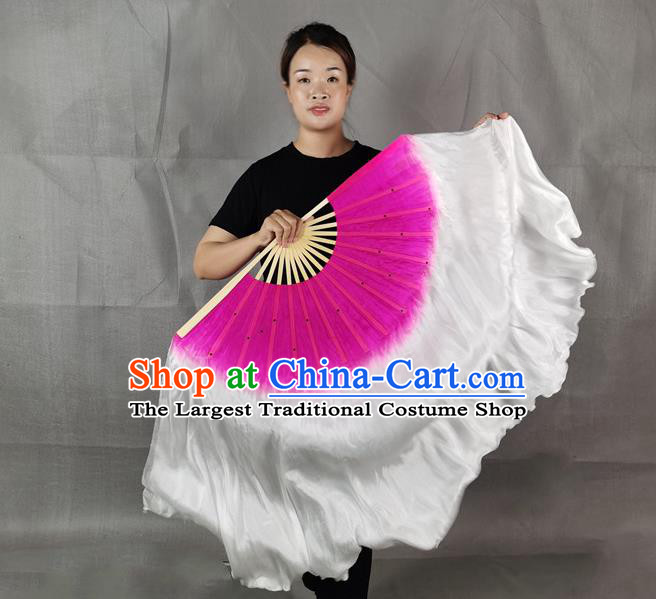 China Stage Performance Gradient Purple Long Ribbon Fan Classical Dance Silk Fan Jiaozhou Yangko Dance Folding Fan