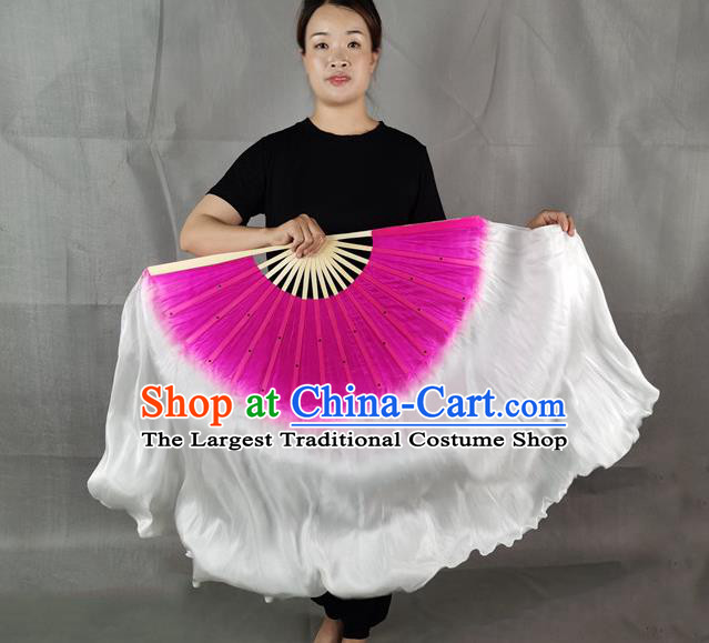 China Stage Performance Gradient Purple Long Ribbon Fan Classical Dance Silk Fan Jiaozhou Yangko Dance Folding Fan