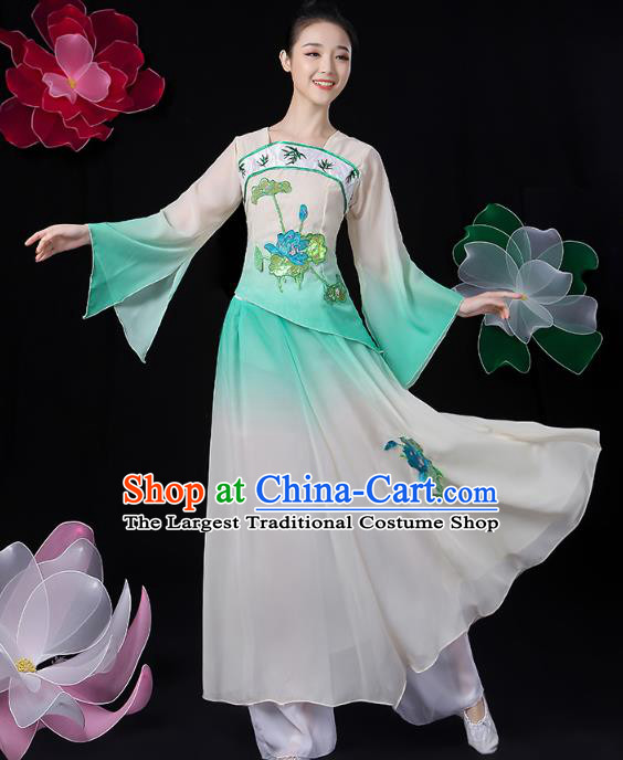 Chinese Traditional Lotus Dance Costume Classical Dance Clothing Umbrella Dance Embroidered Outfits