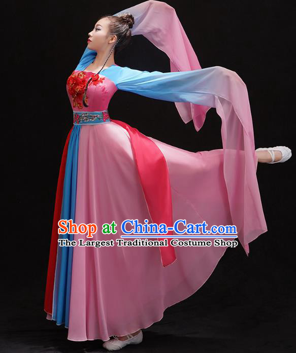 Chinese Traditional Water Sleeve Dance Pink Dress Stage Performance Costume Classical Dance Cai Wei Clothing