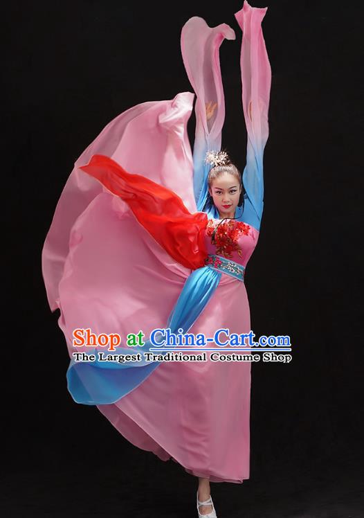 Chinese Traditional Water Sleeve Dance Pink Dress Stage Performance Costume Classical Dance Cai Wei Clothing