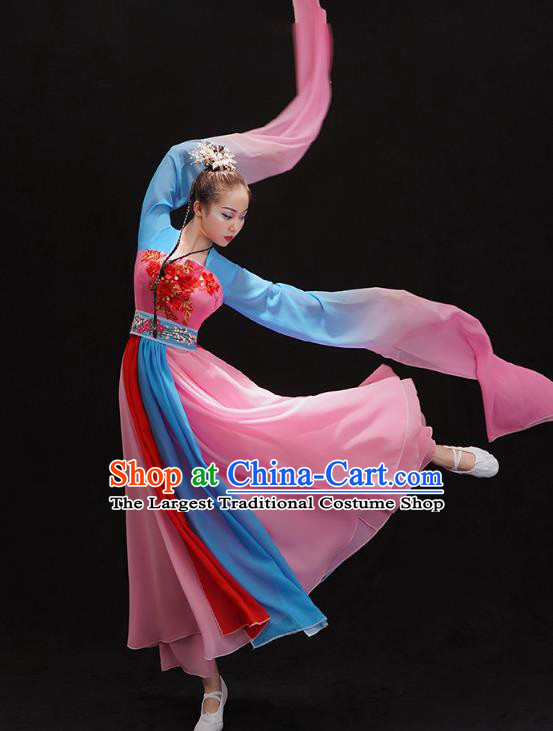 Chinese Traditional Water Sleeve Dance Pink Dress Stage Performance Costume Classical Dance Cai Wei Clothing