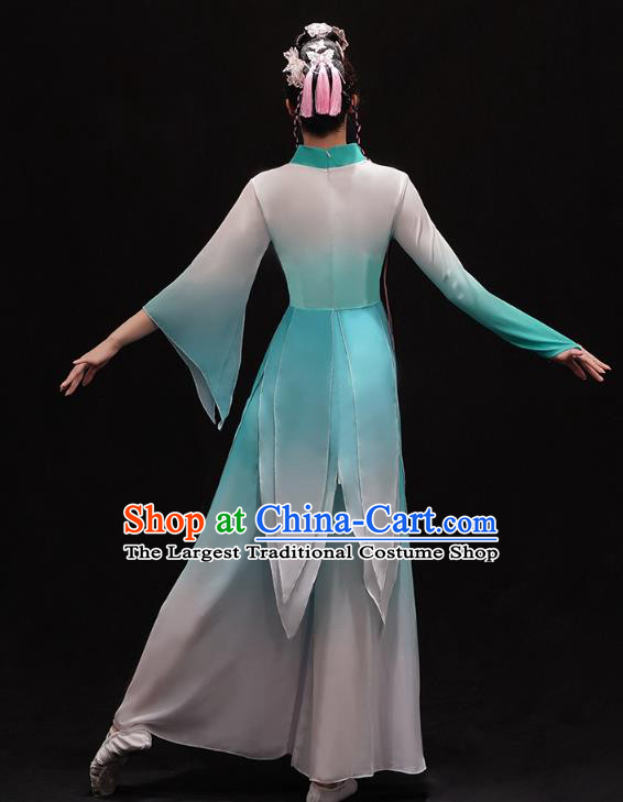 Chinese Classical Dance Clothing Traditional Umbrella Dance Dress Female Stage Performance Blue Outfits