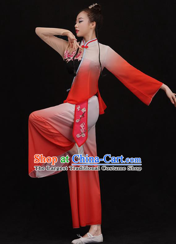 China Yangko Dance Red Uniforms Folk Dance Fan Dance Clothing Group Dance Performance Costume