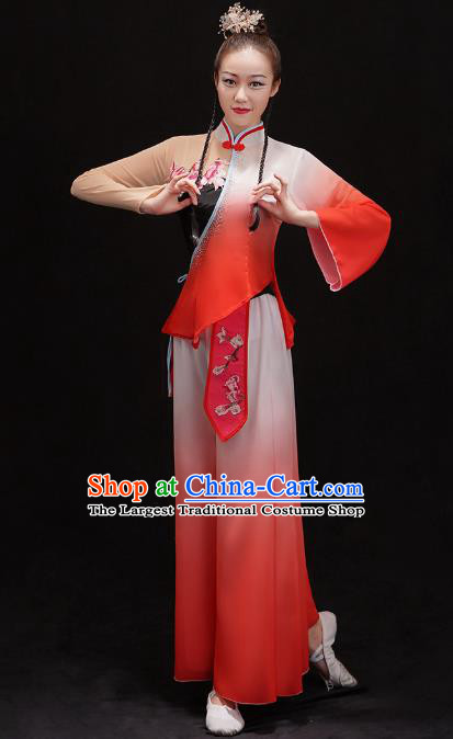 China Yangko Dance Red Uniforms Folk Dance Fan Dance Clothing Group Dance Performance Costume