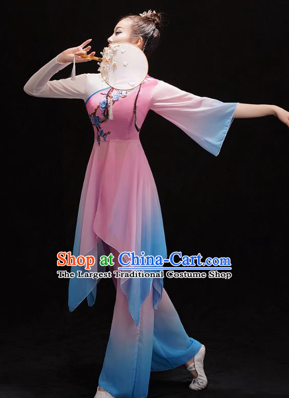 Chinese Umbrella Dance Pink Outfits Classical Dance Performance Clothing Traditional Woman Solo Dance Dress