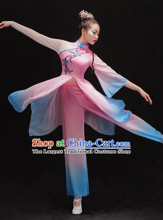 Chinese Umbrella Dance Pink Outfits Classical Dance Performance Clothing Traditional Woman Solo Dance Dress