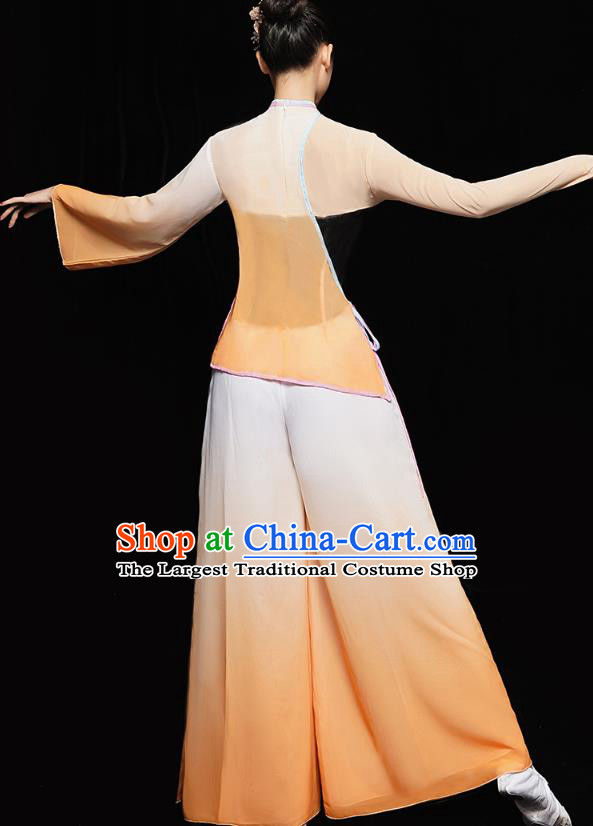 China Yangko Dance Yellow Uniforms Folk Dance Fan Dance Clothing Women Group Dance Yangge Costume