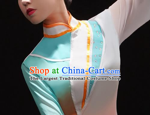 Chinese Female Solo Dance Blue Outfits Classical Dance Clothing Traditional Umbrella Dance Dress