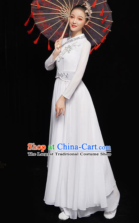 Chinese Classical Dance Performance Clothing Jiangnan Umbrella Dance White Dress Traditional Opening Dance Garment