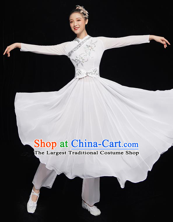 Chinese Classical Dance Performance Clothing Jiangnan Umbrella Dance White Dress Traditional Opening Dance Garment