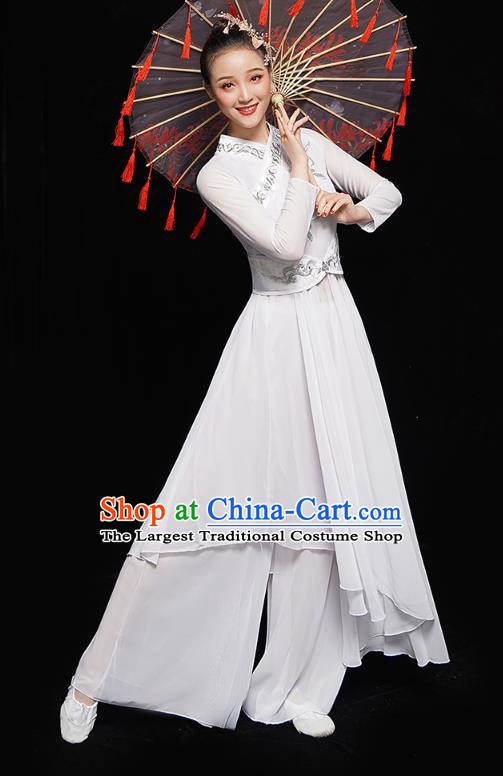 Chinese Classical Dance Performance Clothing Jiangnan Umbrella Dance White Dress Traditional Opening Dance Garment