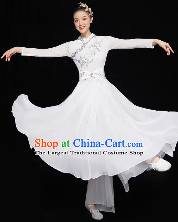 Chinese Classical Dance Performance Clothing Jiangnan Umbrella Dance White Dress Traditional Opening Dance Garment