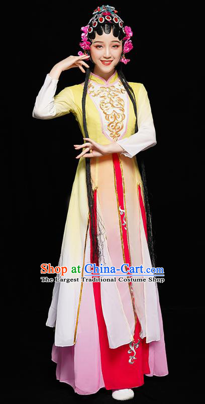 Chinese Traditional Peking Opera Dance Costumes Classical Dance Clothing Beauty Dance Yellow Dress