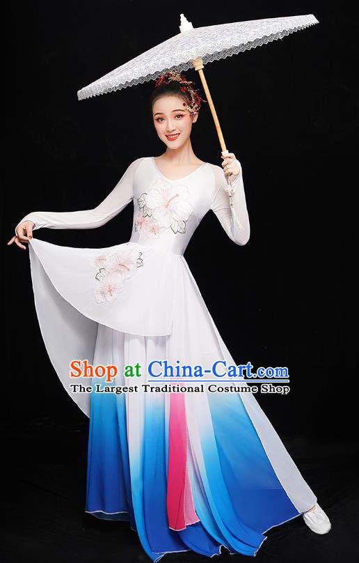 Chinese Jasmine Dance Dress Traditional Umbrella Dance Costumes Classical Dance Clothing