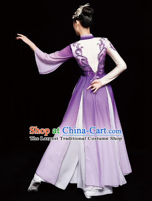 Chinese Classical Dance Clothing Jasmine Dance Purple Dress Traditional Umbrella Dance Costumes