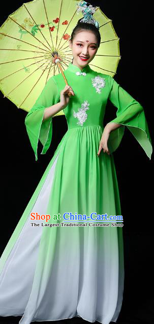 Chinese Traditional Jiangnan Watertown Performance Costumes Classical Dance Clothing Umbrella Dance Green Dress