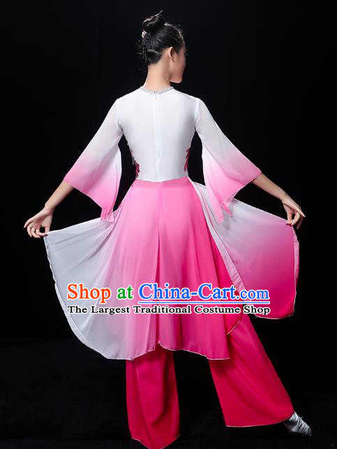 Chinese Jasmine Dance Dress Traditional Umbrella Dance Rosy Outfits Classical Dance Clothing