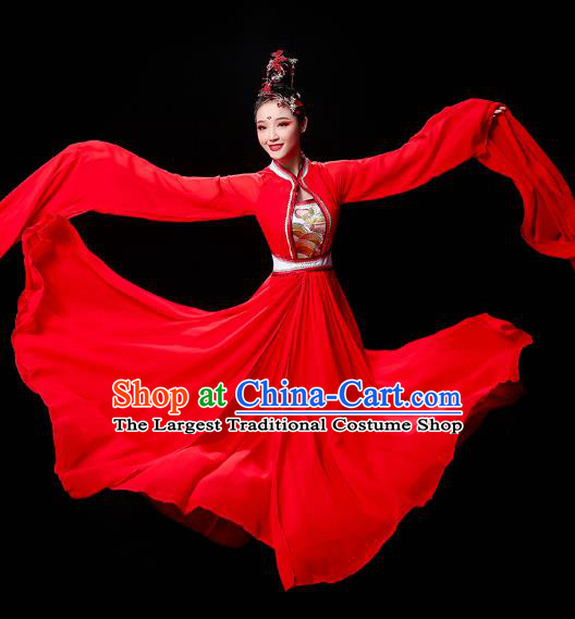 Chinese Classical Dance Cai Wei Clothing Water Sleeve Dance Red Dress Traditional Court Dance Outfits