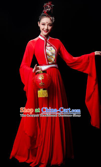 Chinese Classical Dance Cai Wei Clothing Water Sleeve Dance Red Dress Traditional Court Dance Outfits