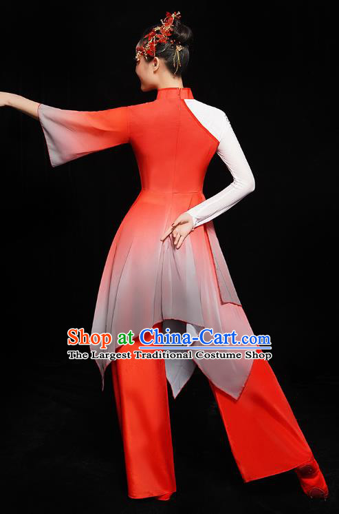 China Woman Yangge Dance Costume Yangko Dance Stage Performance Red Uniforms Folk Dance Clothing