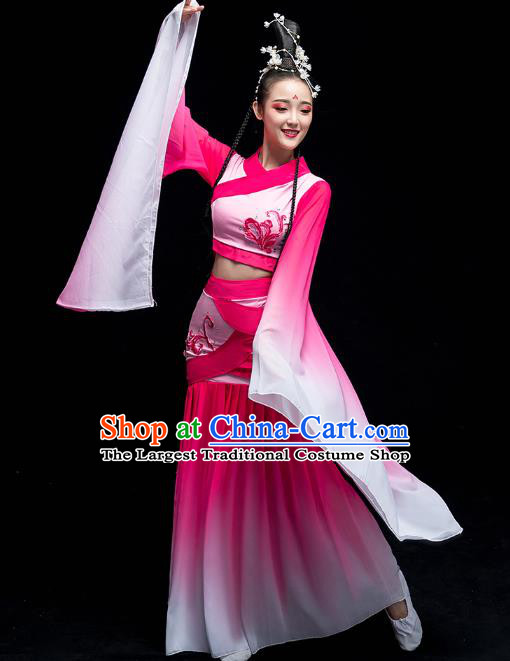 Chinese Classical Dance Fairy Clothing Wide Sleeve Dance Performance Dress Traditional Court Beauty Dance Rosy Outfits
